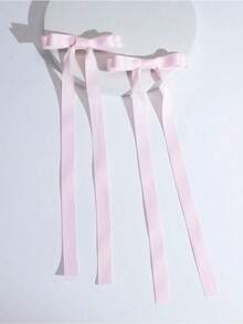 2pcs Ballet Style Long Ribbon Bow Hair Clip Fashionable And Cute Women Hair Accessory Suitable For Daily Wear On Any Occasion Valentine's Day Valentines Hair Accessories For Women Claw Clips Hair Claws Hair Barrettes School Stuff Elegant College Winter Outfit For Women Bows Head Accessories - Hồng - Xem 3