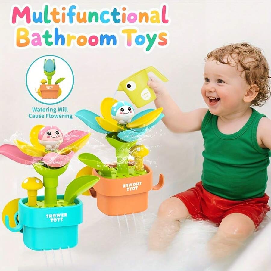 Flower Sprinkler Bath Toy For Toddlers 18M+, Interactive Watering Toy Fun Tub Play For Baby Shower Holiday Gift