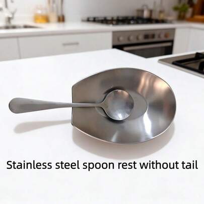 1pc Stainless Steel Spoon Rest, Holds Kitchen Utensils To Keep Countertop, Stovetop Or Coffee Station Tidy, Kitchen Accessory, Cutlery Holder (Silver)