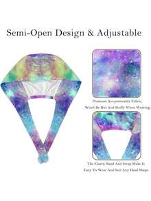 Fluffy Surgical Cap, Work Cap, Nurse Cap With Button And Sweatband, Adjustable Drawstring, Unisex, Valentine's Day Gift - Multicolor - View 4