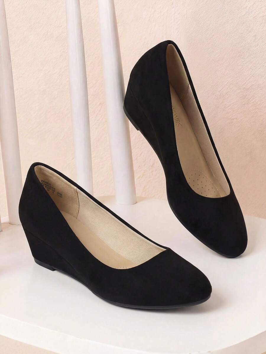 Elegant Comfort Wedge Pumps 1.75-Inch Wedge Heel, Latex Cushioned Insole & Durable TPR Outsole For All-Day Wear - Black - View 1