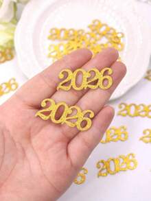100片/50片闪亮金色2026年五彩纸屑，桌面装饰亮片，适用于2026年婚礼、周年纪念、毕业典礼、退休庆祝、2026年纪念装饰、圣诞节、2026年新年、冬季桌面装饰、室内装饰、礼品、散落装饰 - 金色 - 查看 3