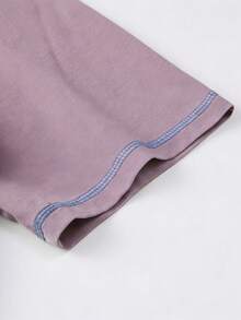 Men's Spring Letter Print T-Shirt Top, Sleeveless Vest Short Sleeve, Couple Matching Style, Spring/Summer/Autumn - Pink - View 5