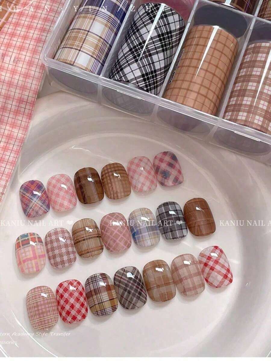 2026 Chic Leopard Snake Print Nail Foils 10pcs, Laser Starry Sky Holographic Stickers, Autumn DIY Manicure Essentials - Nhiều màu - Xem 1