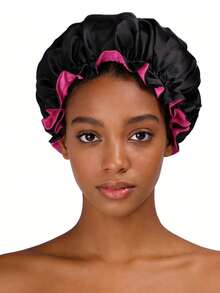 CONFLASS 1pc Extra Large Satin Sleep Cap For Women, Double Layer Design, Suitable For Sleeping, Daily Life, Gifting, Also As Christmas Present - Multicolor - View 11