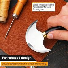 [Free Shipping]Round Head  With Ebony Wooden Handle, Leather WorFKing Tool, Sharp Cutting Tool, Round Cutting Edge For Cutting, Skiving, Crafting & Artistic Project (S) - Small - View 6