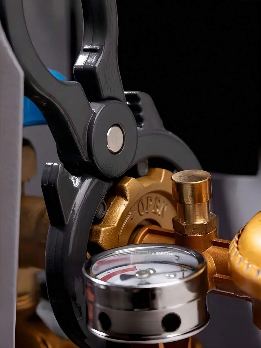 1件装三合一阀门扳手兼开瓶器 - 可调节棘轮机构、开瓶器、气瓶阀门调节器、舒适手柄设计、外观优雅、棘轮机构精准