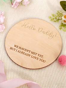 1pc Creative Baby Surprise Announcement, Pregnancy Reveal Wooden Plaque For Husband, "You're Going To Be A Dad" Wooden Board, Round Keepsake, Natural Wood, Suitable For New Parents And Baby Shower, Gift For Expectant Mother - Multicolor - View 5