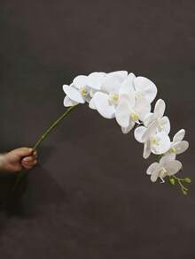 1 pieza Rama artificial grande de orquídea Phalaenopsis, decoración del hogar, decoración de boda, suministros para fiestas y festivales - Blanco - Ver 1