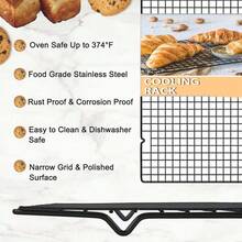 1/2/3 Packs Baking Cooling Rack, 16x10 Inch Baking Rack, Thickened Wire Cookie Rack, Suitable For Cooking, Baking, Grilling, Drying, Oven, Fits Half Sheet Pan, Black Christmas Party - Multicolor - View 3