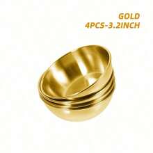 Bộ 4 bát nhỏ bằng thép không gỉ hình tròn dùng để chấm, đựng gia vị, đựng sushi, đựng món khai vị, màu vàng đồng, thích hợp cho nhà bếp, Giáng sinh, đồ dùng học tập. - Vàng - Xem 11
