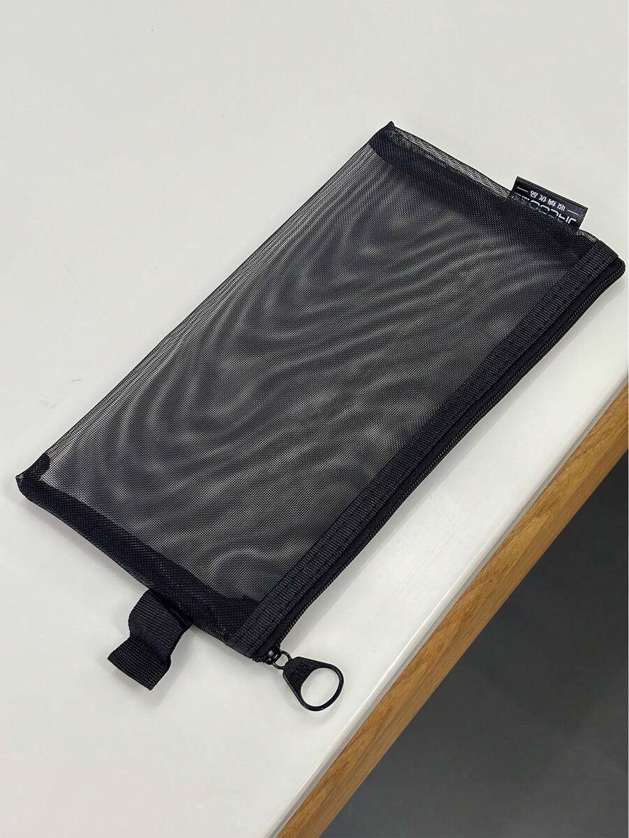 1pc Minimalist Transparent Grid Pencil Case, Multifunctional Coin Purse, Soft & Lightweight, Unisex Daily/School Use - Mesh Pencil Case - View 1