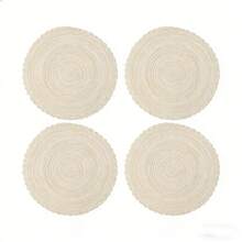 Nordic Ins Style Woven Placemat, Heat Resistant Silica Gel Waterproof Anti-Slip Quick Drying Tabletop Mat - Beige - View 14