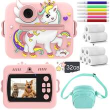 Kids Instant Print Camera, Kids Camera Instant Print, 1080P HD Video, Suitable For 3-12 Years Old Children, Christmas Birthday Gift, Boys Girls Christmas Birthday Gift, Portable HD Digital Camera Toy, Portable Camera - X7D-pink - View 19