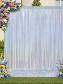 1/2pcs 145*210cm Shiny Silver/Gold Sequin Party Backdrop Curtain, Wrinkle-Resistant Colorful Glitter Backdrop, Wedding Birthday Photography Background, Baby Christening, Birthday Party, Photo Booth, Anniversary, Graduation Ceremony, Home Decor - View 6