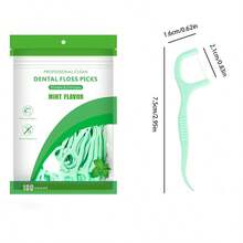 100支薄荷味牙线棒，高分子圆形牙线棒，适合居家和旅行使用 - 橄欖綠 - 查看 2