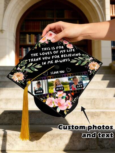Personalized Graduation Cap Sticker - Pink Floral "I Want To Give Up" Inspirational Graduation Cap Decor - Meaningful Graduation Gift For Him/Her - Perfect For Graduation Ceremony And Celebration