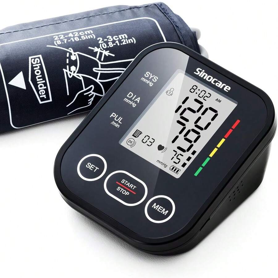 Sinocare 22–42 Cm Cuff Automatic Digital Upper Arm Blood Pressure Monitor Heart Rate - 1pc - View 1