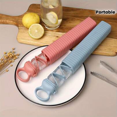 1 khay đá kéo ra, khay đá viên sáng tạo dùng tại nhà, dụng cụ mài đá que, khay tạo hình đá, máy làm đá, khay đá dải dài, khay đá silicon dùng tại nhà, hộp đá đông lạnh tự làm di động, khay đá kéo ra, khuôn đá viên nhà bếp