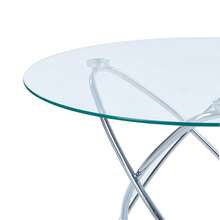 Dining Table With Chrom Metal Legs And Tempered Glass Top, Modern And Space-Saving Kitchen Table For Living Room, Chrom Metal Legs - + Glass + Metal - View 8
