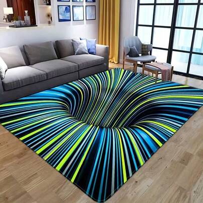 Thảm chùi chân họa tiết xoáy tuyến tính, chất liệu polyester, thích hợp cho lối vào, phòng khách, phòng tắm, chống trơn trượt, có thể giặt máy, phù hợp trang trí nhà cửa và ngoài trời.
