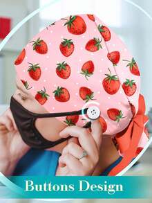 Mũ phẫu thuật dành cho nữ, mũ phẫu thuật buộc tóc đuôi ngựa dành cho nữ có nút và dây buộc ruy băng, mũ điều dưỡng có thể điều chỉnh kích cỡ, thích hợp cho ngày Valentine. - nhiều màu - Xem 2