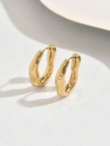 一对不对称纹理耳环，独特设计展现个性魅力，简约时尚，适合各种场合。 - 彩色 - 查看 7