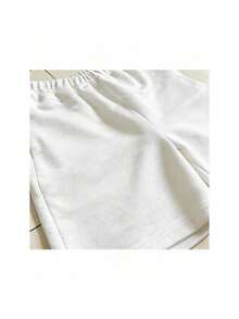 Conjunto masculino casual de dos piezas estilo minimalista con estampado #1 Papa en algodón ajuste holgado cuello redondo manga corta primavera verano uso familiar y diario set - Blanco 1 - Ver 5
