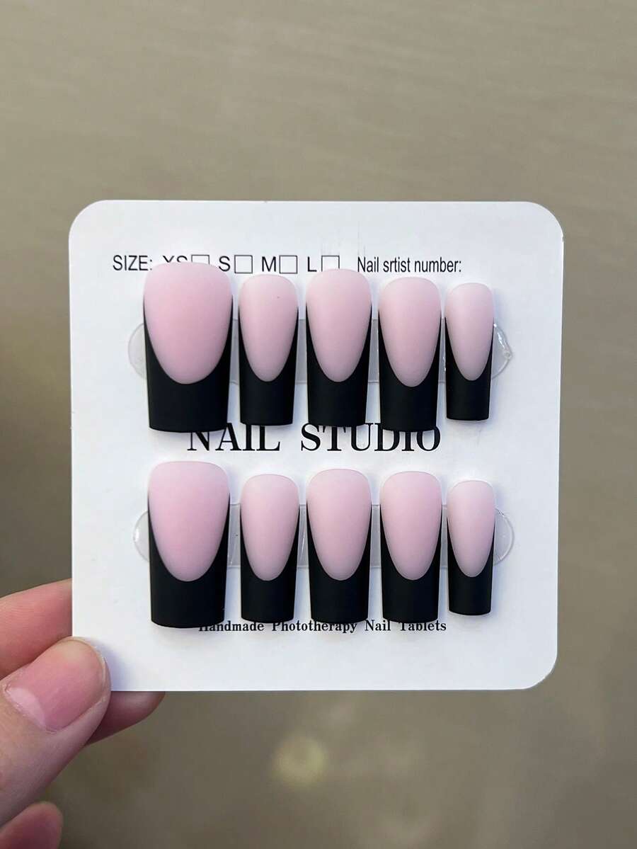 10片/盒 Y2K 奢华手工中号方形乳白色法式美甲贴片，加厚甲片，内含1片果冻胶和1片指甲锉，手工美甲，适合女性和女孩日常派对和聚会使用。