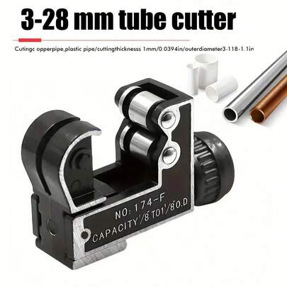 1pc Stainless Steel Pipe Cutter, Professional Pipe Cutting Tool, Suitable For 3-28mm Diameter, Equipped With Sharp Blade, No Assembly Required, Applicable For Plastic, Copper Pipe And PEX Tubing