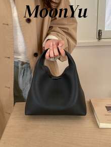 Women's Crescent Handbag, Fashionable Minimalist Business Elegant Black Shoulder/Crossbody Bag - Black - View 2