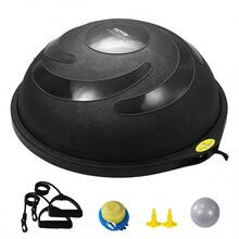 Entrenador de Pelota de Medio Ejercicio, Entrenador de Pelota de Equilibrio de 660 x 200 mm de Capacidad de 680 kg con Bandas de Resistencia y Bomba de Pie, para Gimnasio en Casa, Negro - por defecto - Ver 2