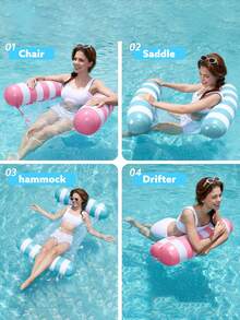 1/2 Pcs Foldable Inflatable Float Bed, Swimming Pool And Beach Water Pool Float,Couple's Water Floating Mat,Hammock Pool Floats Adults, Multi-Purpose Inflatable Pool Floats PVC Water Hammock Lounge Floaties,Pool Essentials,Cruise Essentials,Pool Float,Beach Party Props - Multicolor - View 2