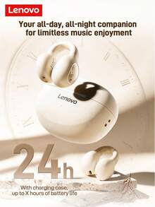 Lenovo 蓝牙耳机，夹式，开放式设计，蓝牙5.4升级版，无漏音，佩戴舒适，低延迟，无线设计，适用于运动、音乐和游戏，兼容苹果、华为、小米和OPPO手机 - 黑色 - 查看 6