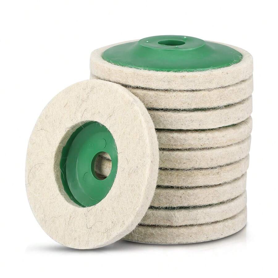 10Pcs 4 Inch Wool Polishing Wheel Set – Felt Buffer Pads & Compound For Marble Polishing - A - View 1