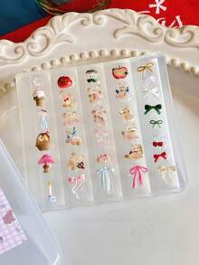 1 pieza Molde de arte de uñas versátil y transparente de silicona con diseños de cachorro lindo, pastel, lazo, gato y pingüino - transparente - Ver 1