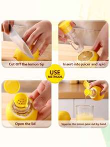 1Pc Manual Juicer Multifunctional Home Small Plastic Lemon Squeezer Orange Fruit Juice Separator Press - Juicing Tool [Green + Yellow] Manual Juicer Lemonorangejuicer Fruit Extractor Rotating Fresh Juice Filter - Multicolor - View 5