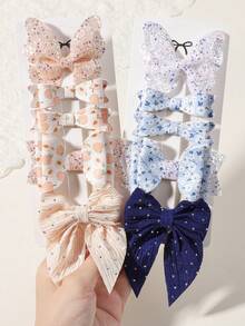 5个闪亮蝴蝶结发夹，适合所有季节，可整理碎发 - 混合色 - 查看 8