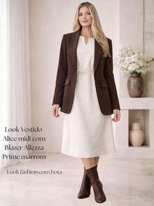 Women's Elegant Linen Midi Dress With Adjustable Drawstring, Casual, Summer, Winter, Timeless, Stylish, Boho, Party, Linen Tie-Drawstring, Evening, Daily, Work, Conference, Office, Timeless - Light Beige - 查看 8