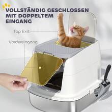 Stainless Steel Cat Litter Box, Enclosed Cat Litter Box With Scoop, Odor Bag, Inlet/Outlet - 白色 - 查看 5