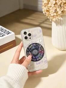 Funda para iPhone con diseño de disco de vinilo iridiscente, cubierta transparente con diseño musical, protección Y2K - Multicolor - Ver 1