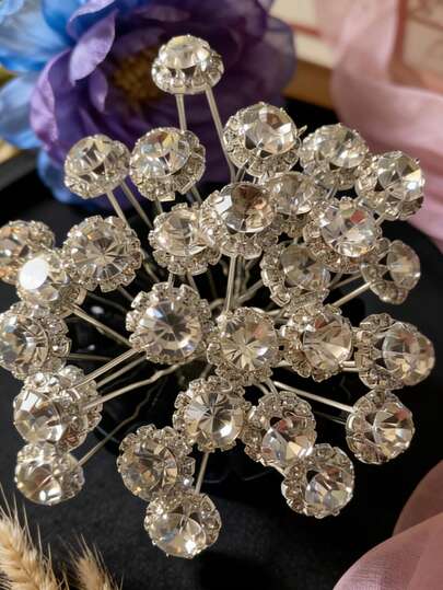 10个装女士U型水钻发夹，发饰