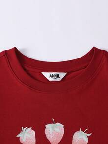 Annil T-shirt à manches courtes pour filles, pull en maille respirant pour enfants d'âge moyen et grand, haut décontracté extensible pour filles. - Étoile de mer rouge - Voir 4