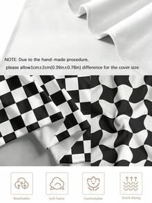 1条黑白马赛克图案沙滩巾，采用超柔软针织面料，卡通主题现代风格，长方形速干游泳旅行巾，男女通用，非常适合海滩、泳池、瑜伽、露营等场合。 - 黑色 - 查看 8