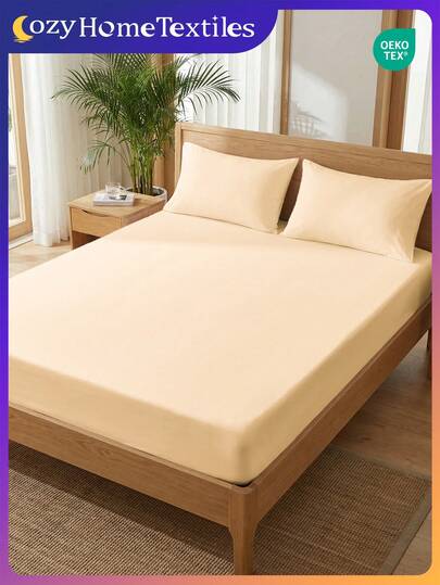 1 قطعة ملاءة سرير ذات لون واحد، غطاء مرتب للمرتبة، ناعم ومريح وقابل للتنفس، مناسب لأسرة مفردة/توأم/مزدوجة/ملكي/كينج، قابل للغسل في الغسالة، ديكور منزلي، ديكور غرفة النوم، معتمد من Oeko-Tex
