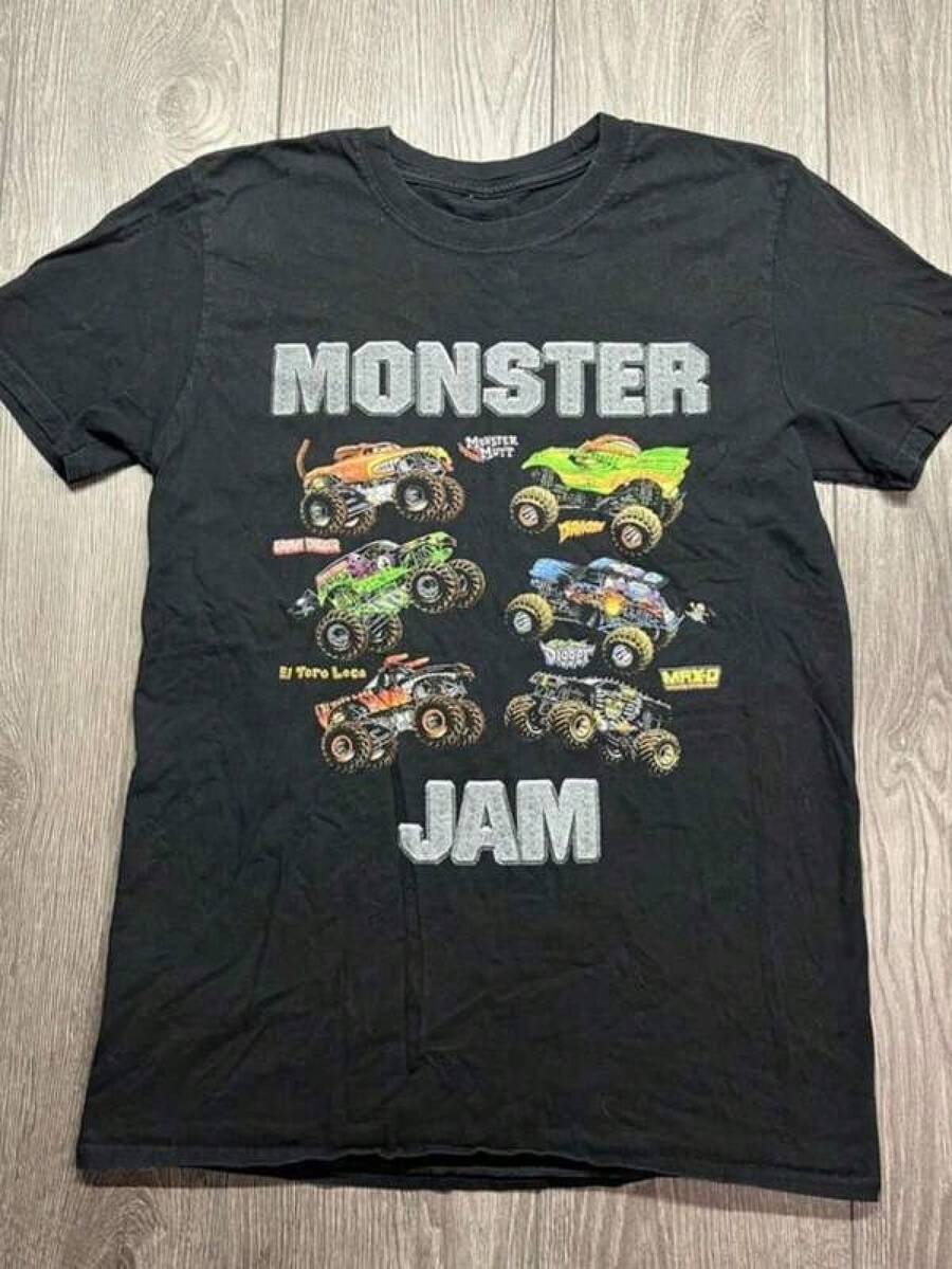 Casual Cotton Graphic Tees Men Unisex, Camisas Para Hombre, Vintage Monster Jam Y2k T Medm M Rare Monster Truck Y2k Tops For Women, Ropa De Hombre - 黑色 - 查看 1