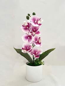 1pc Artificial Phalaenopsis Orchid Potted Plant - White - View 3