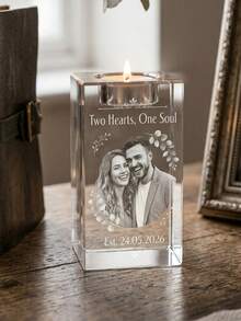 Custom Personalized Memorial Crystal Photo Block - 3D Portrait Engraved Keepsake With Timepiece Design - Sympathy Gift For Loss Of Loved One - Ideal For Remembrance Altar, Home Decor & Funeral Display - Multicolor - View 8