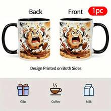 Cherish Simple Moments, Embrace Life's Beauty. Minimalist English Letter Ceramic Cup, Fresh & Healing Pattern, Water Mug, Home Breakfast Cup, Office Coffee Cup, Double-Sided Printing Design - Multicolor - View 6