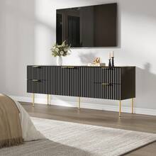 SICOTAS TV Stand For 55/60/65/70 Inch TV - 62 Inch TV Stands For Living Room Entertainment Center With 4 Drawers, Fluted Modern TV Media Console Television Cabinet For Bedroom - màu đen - Xem 10
